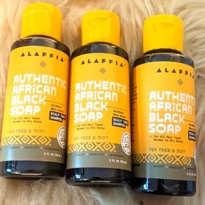 Alaffia African Black SoapTeaTree Mint Shampoo 3 - 2oz travel size bottles NEW